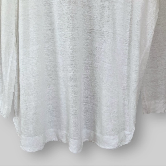 Tahari Linen Hooded Cardigan Sz 2X White Semi Sheer Coastal Resortwear Vacation - Picture 8 of 11